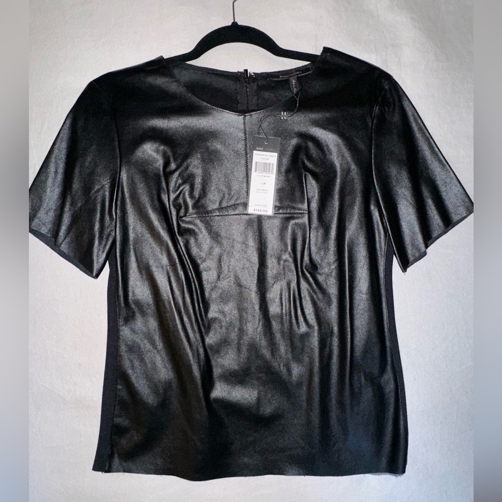 BCBG faux leather top NWT Sz M